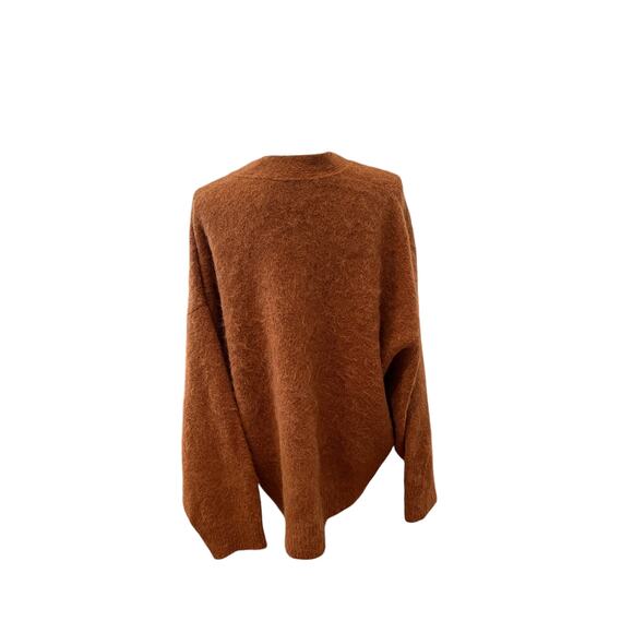 RE/DONE 90s V Neck Oversized Alpaca Cardigan Sweater Camel Shag M - Picture 7 of 10